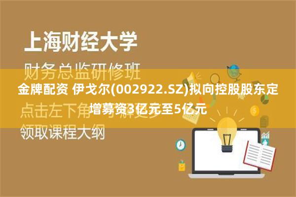 金牌配资 伊戈尔(002922.SZ)拟向控股股东定增募资3亿元至5亿元