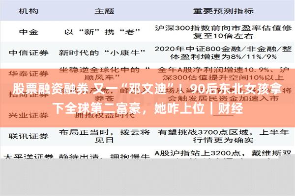 股票融资融券 又一“邓文迪”！90后东北女孩拿下全球第二富豪，她咋上位｜财经